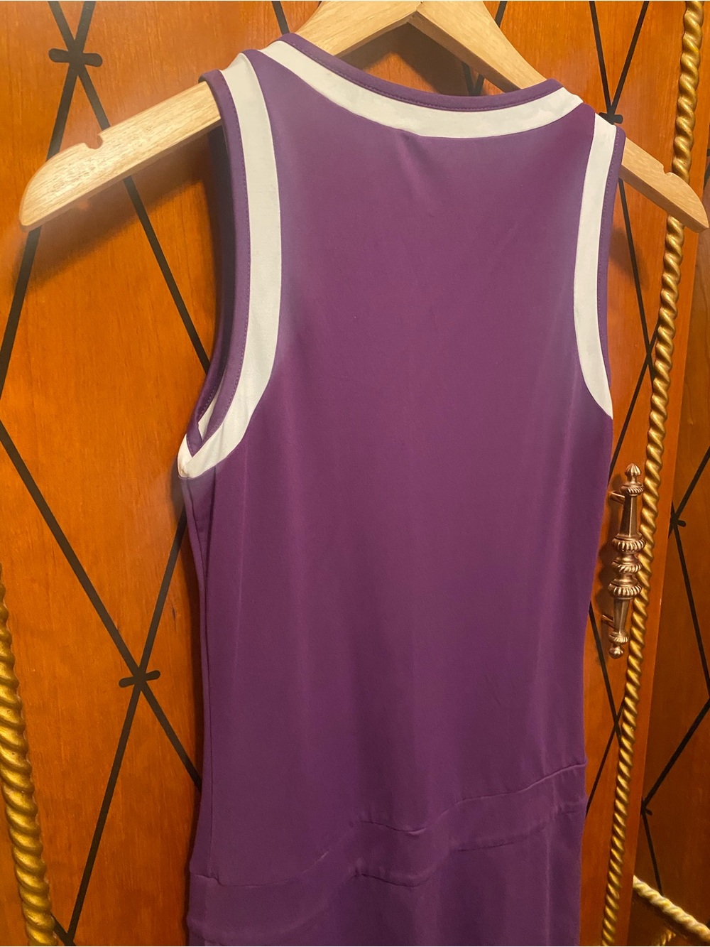 Vintage 80's Lacoste Purple Tennis Dress with White Trim and Front Zip - Picture 7 of 8